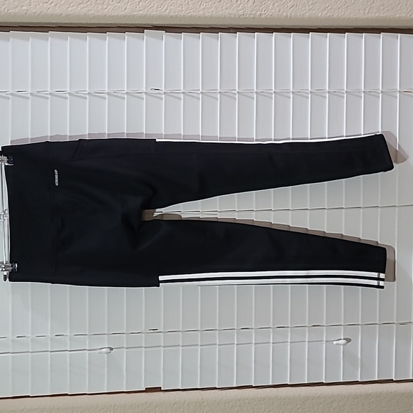 Adidas Aeroready High-Rise 3-Sripes 7/8 Black Sport Leggings Size Small - Picture 2 of 6